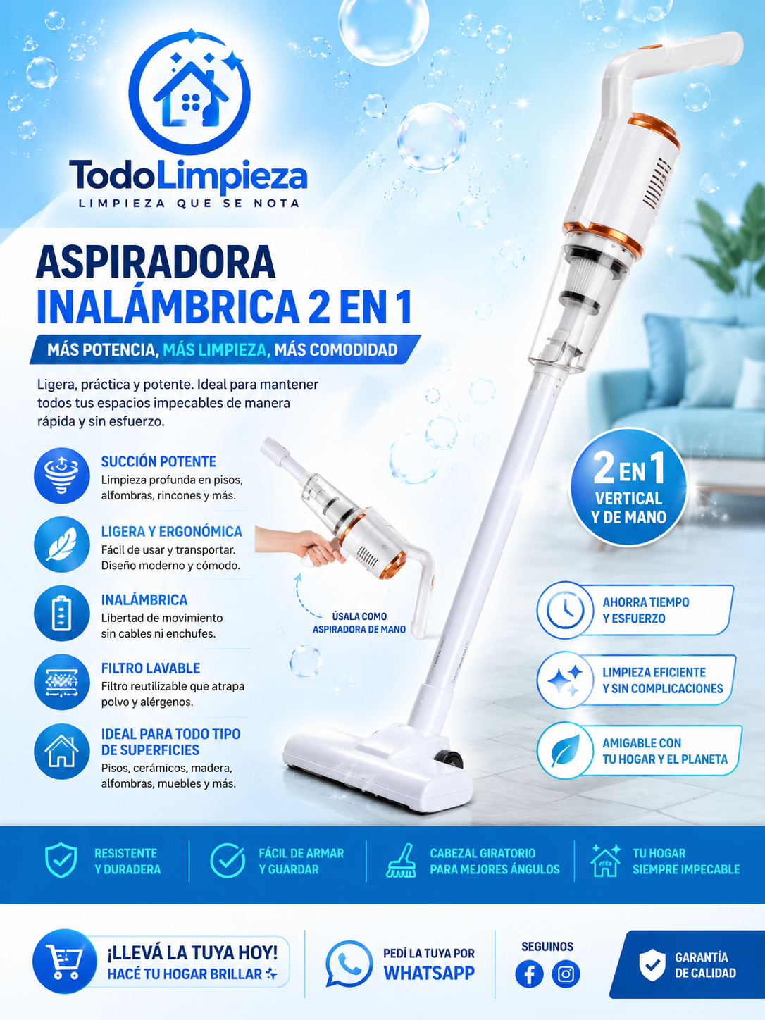 Aspiradora Inalámbrica Recargable