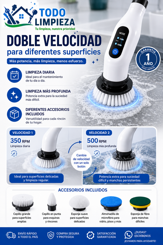 Cepillo Eléctrico de Limpieza 9 en 1 Recargable