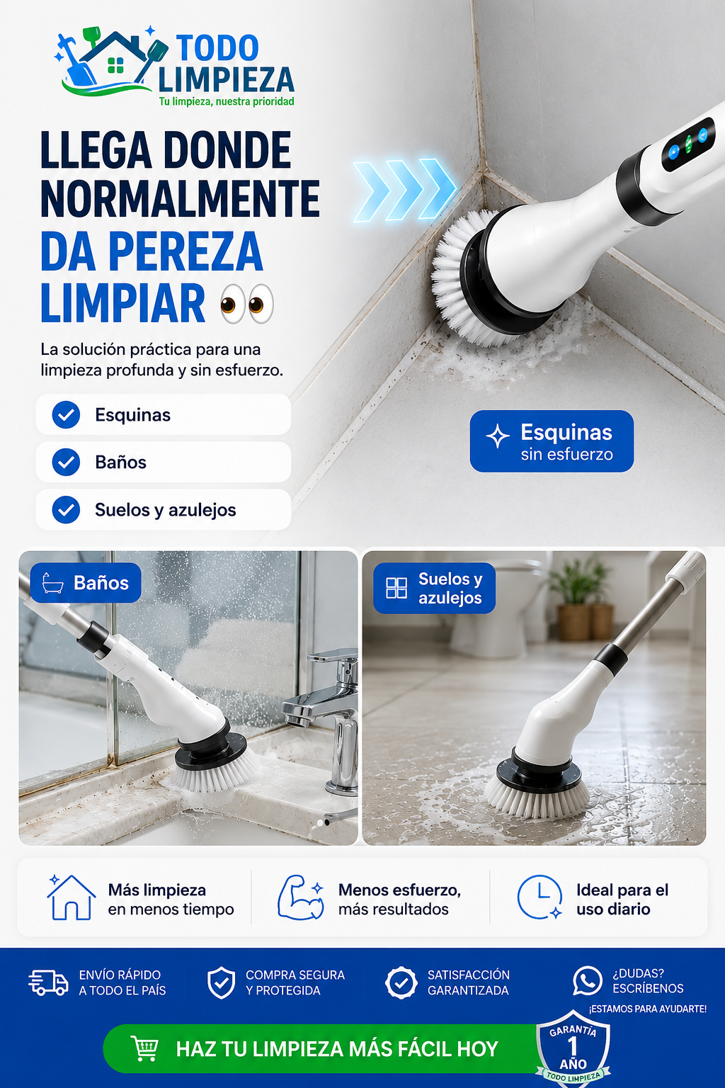 Cepillo Eléctrico de Limpieza 9 en 1 Recargable
