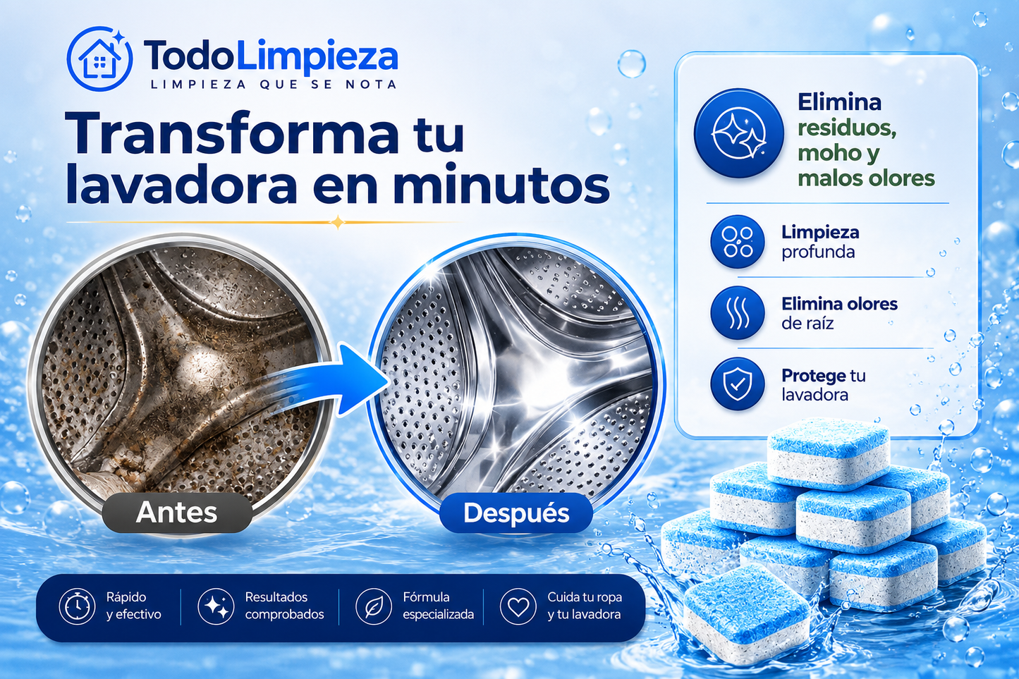 Pack 12, Pastillas Limpieza De Lavadora