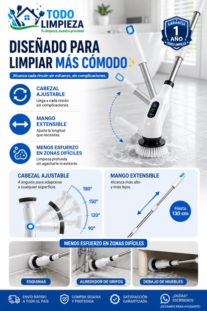 Cepillo Eléctrico de Limpieza 9 en 1 Recargable