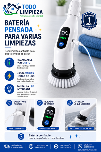 Cepillo Eléctrico de Limpieza 9 en 1 Recargable